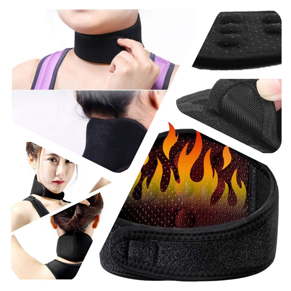 i-emporium - Cervical Traction Pillow & 13-Point Tourmaline Magnetic Self-Heating Neck Wrap