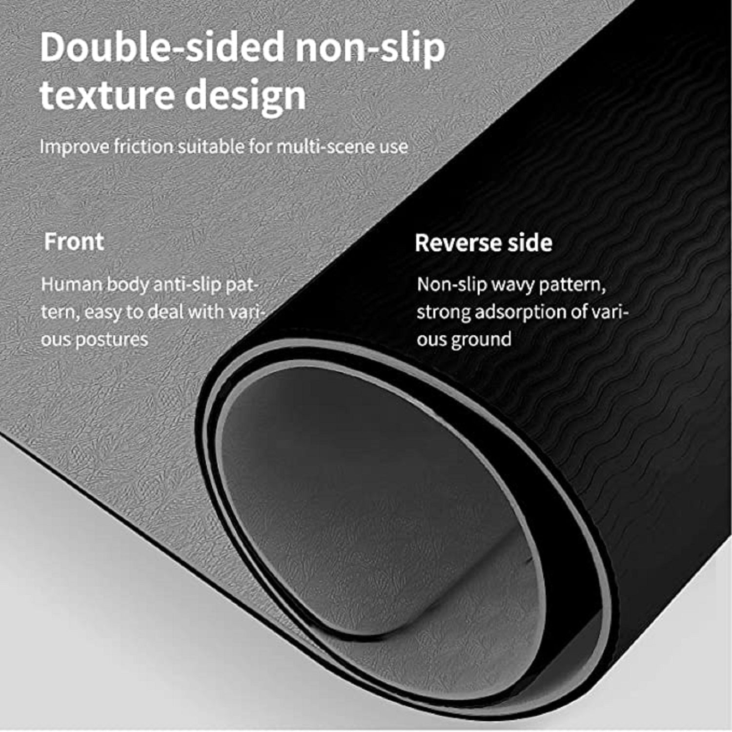 i-emporium TPE Yoga Mat - Exercise Fitness Mat with Timer and Phone Holder - Non-Slip - Black, Grey