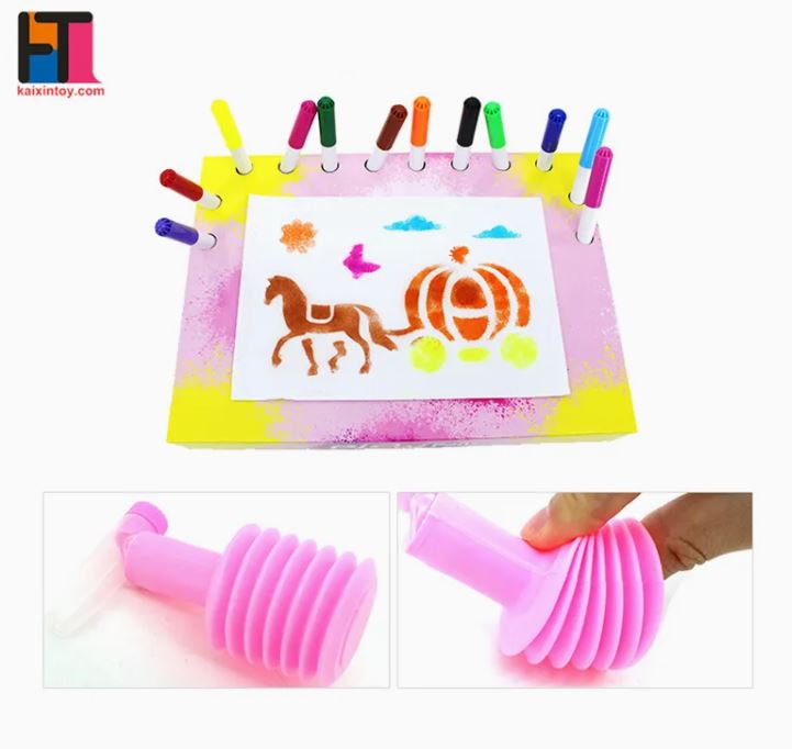 i-emporium Blow Pens Airbrush Kit Kids Creative Spray Art Set