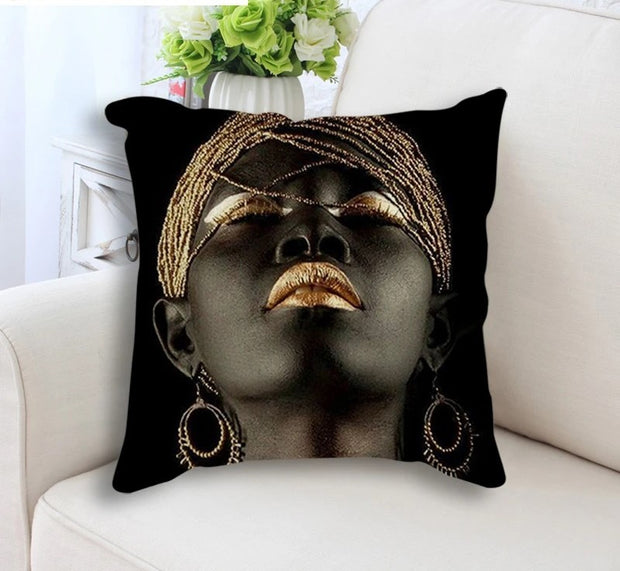 i-emporium African Theme Black and Gold Cushion Covers - 50 x 50cm - 2 Piece
