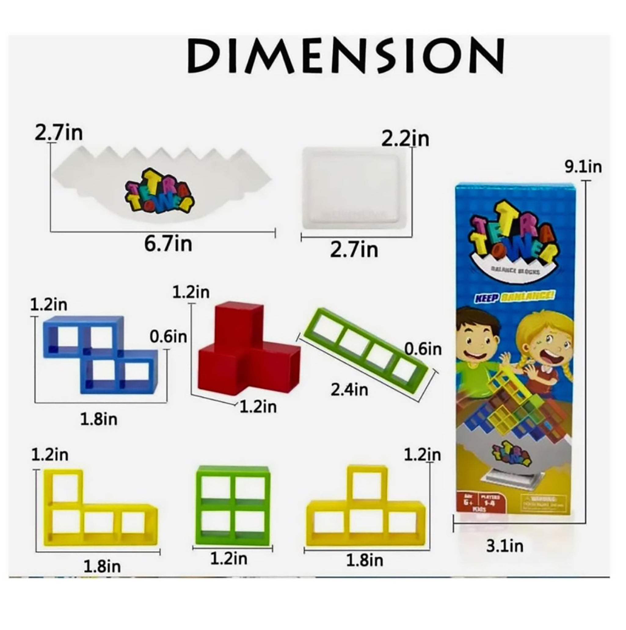 i-emporium Tetra Tower Game - 48 Pieces Tetra Tower Stacking Game