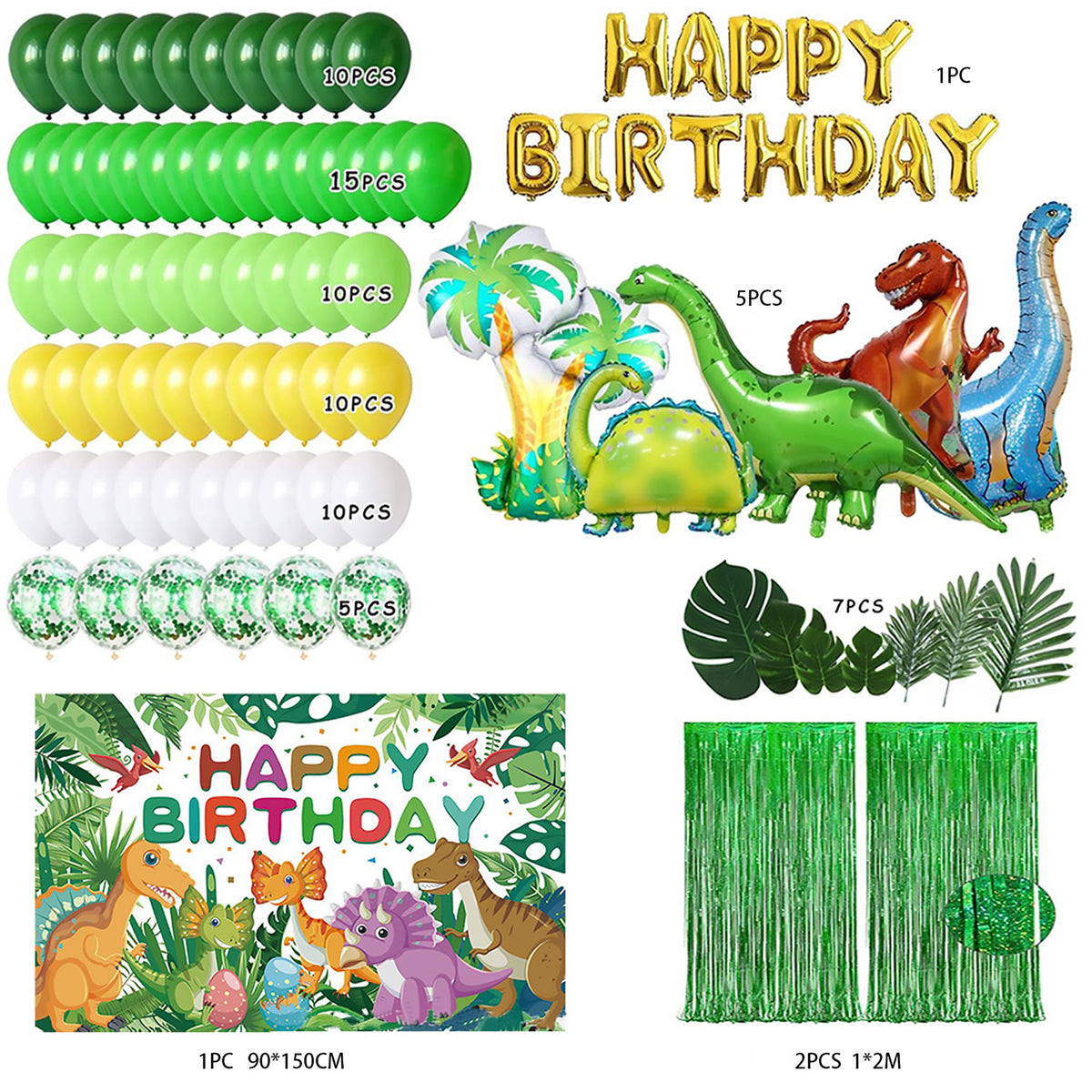 i-emporium Dinosaur Birthday Party Decorations – 226-Piece Set with Balloon Garland