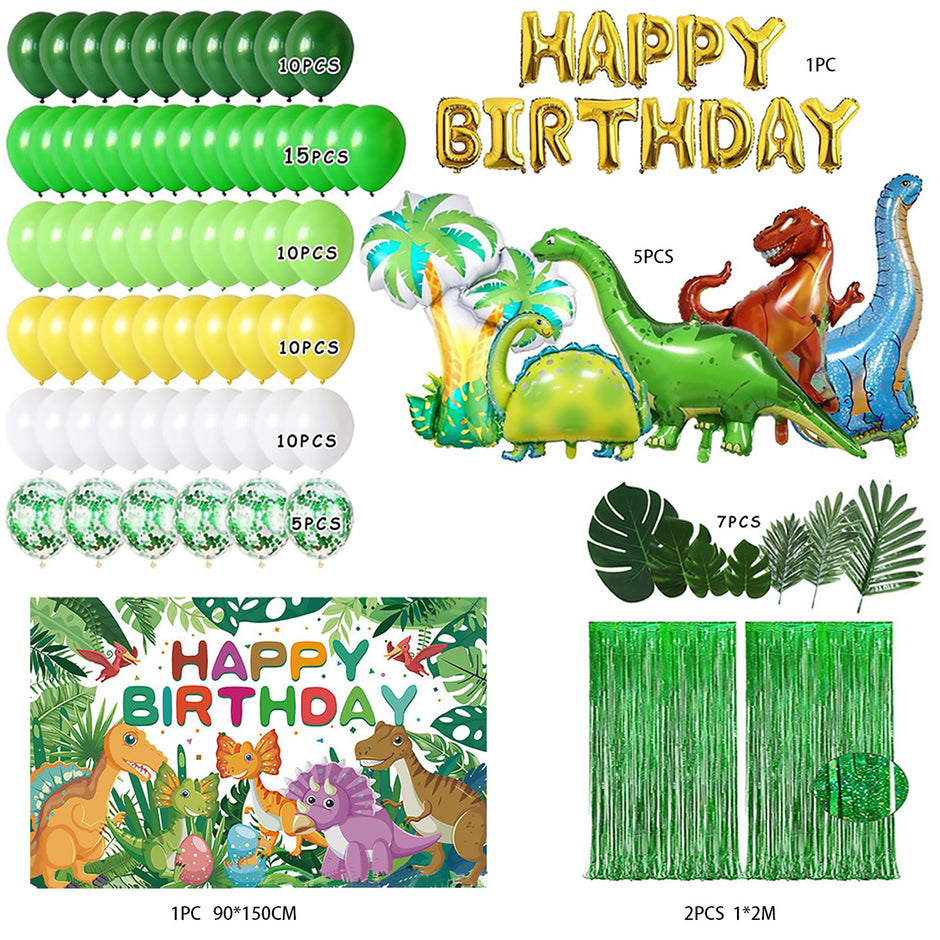 i-emporium Dinosaur Birthday Party Decorations – 226-Piece Set with Balloon Garland