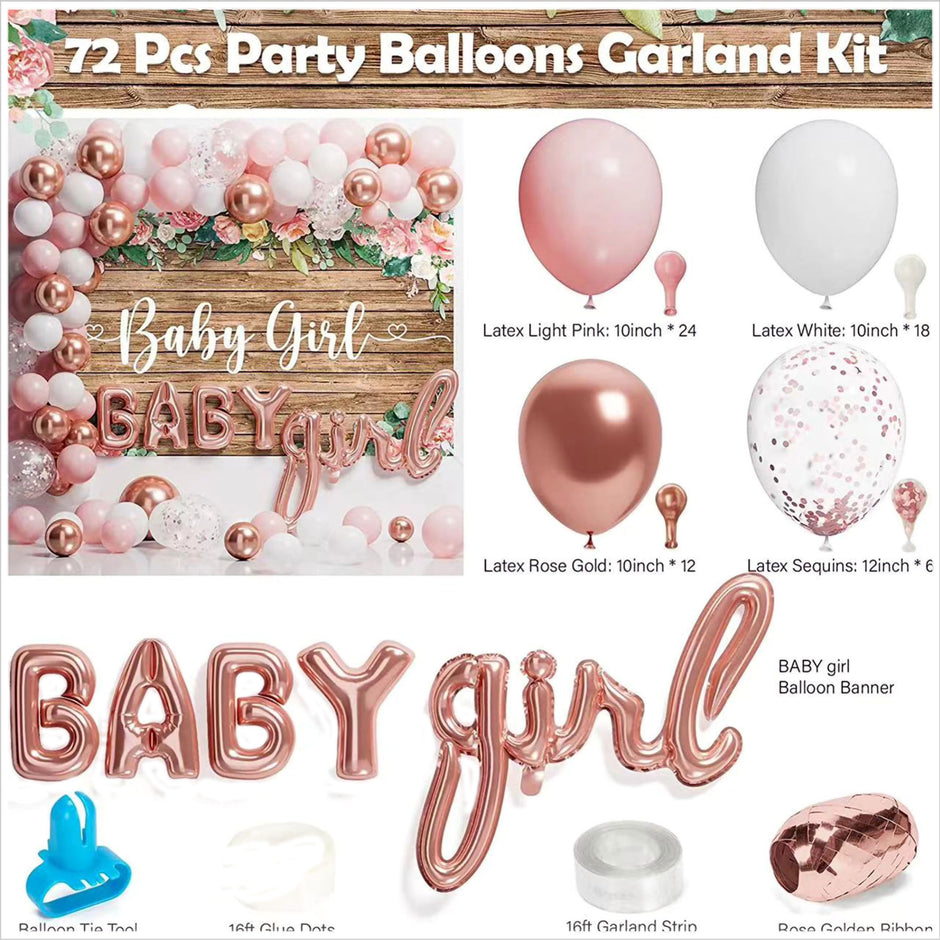 i-emporium Baby Shower Decorations for Baby Girl | Supplies | 249 Pieces
