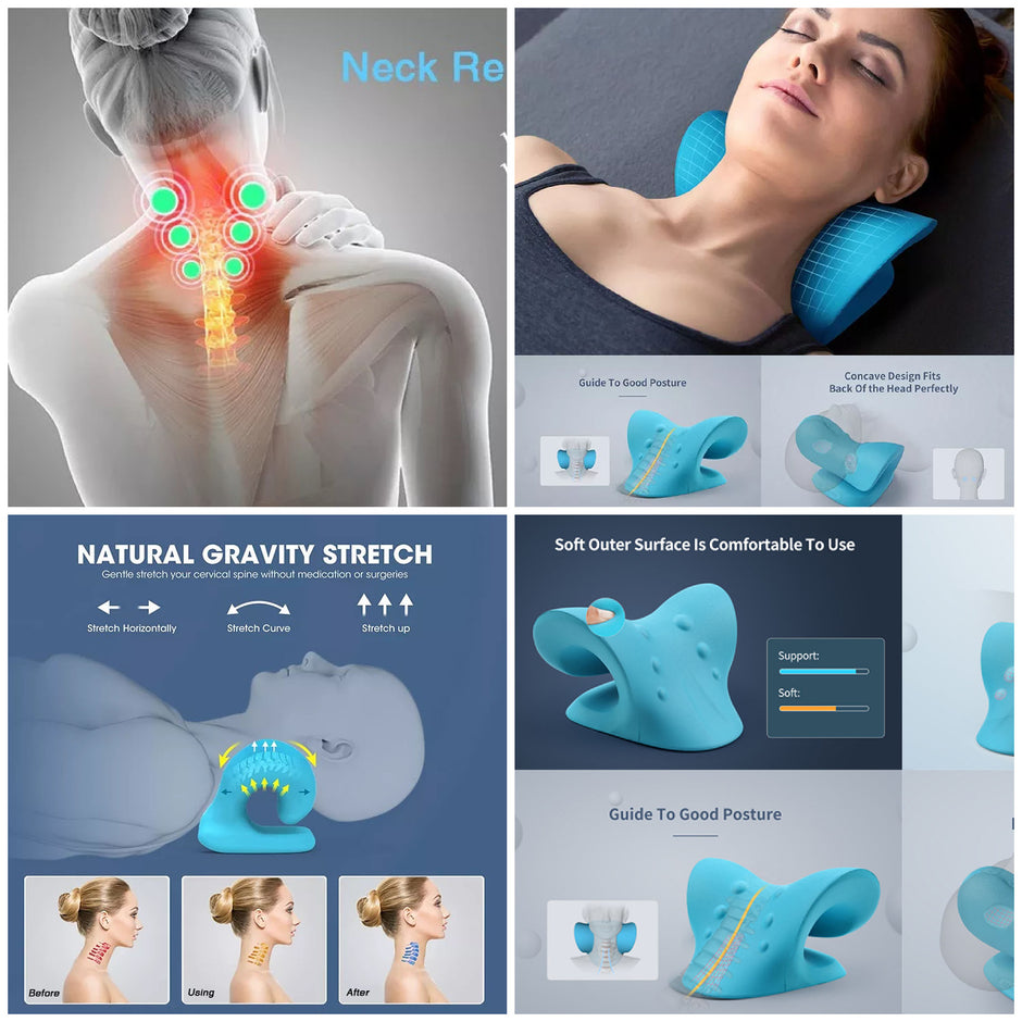 i-emporium Cervical Traction Neck & Shoulder Pillow For Spine Alignment & Pain Relief