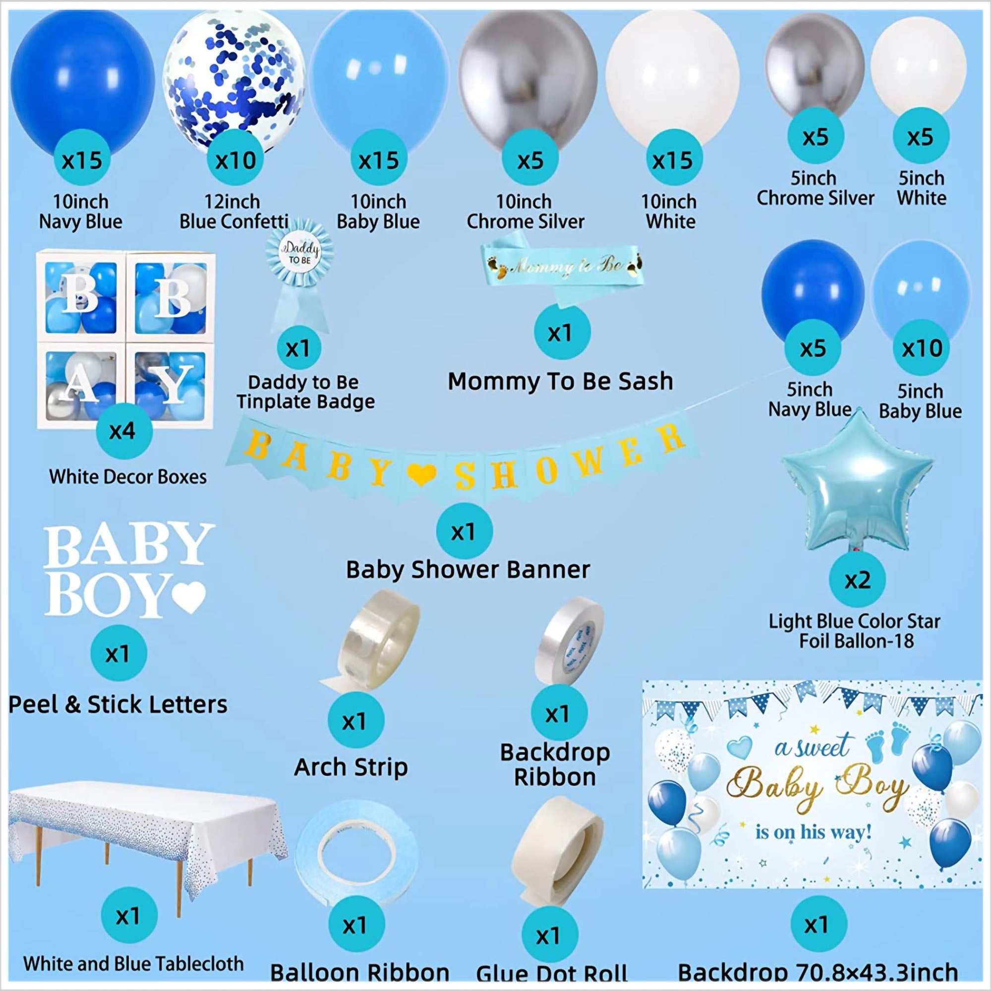i-emporium 241 Pcs - Baby Shower Decorations - Baby Boy