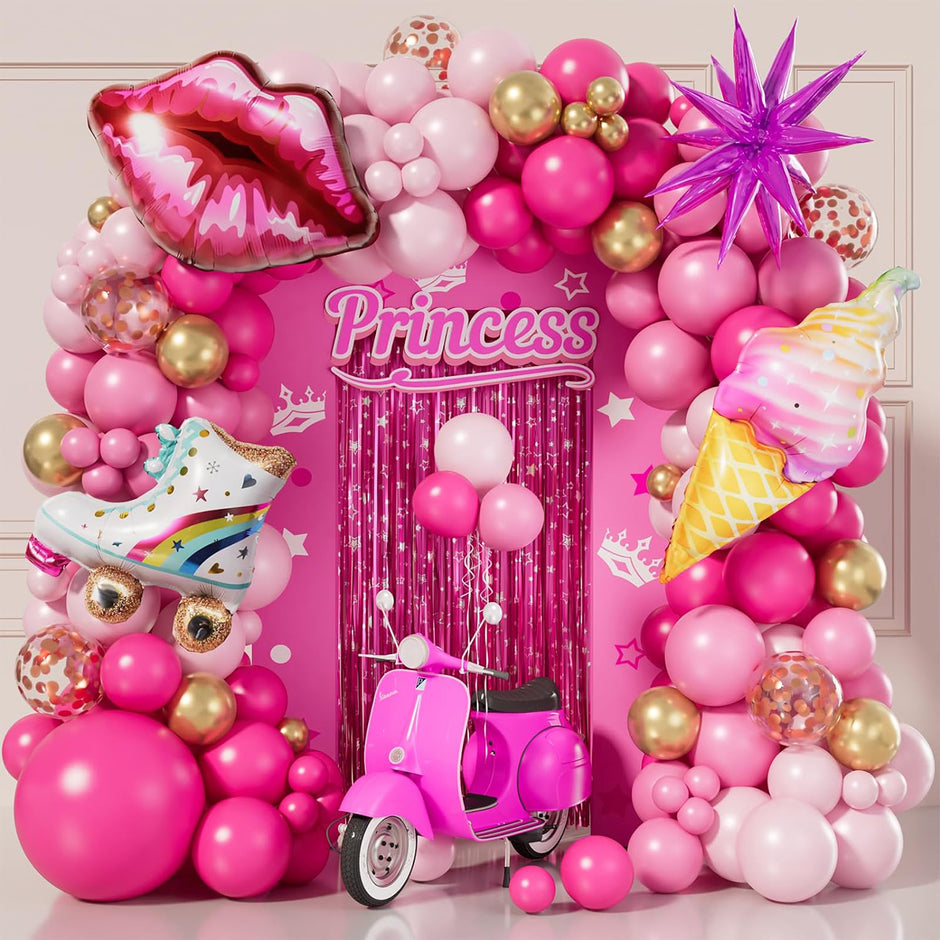 i-emporium Pink Balloon Arch Kit Garland Set for Barbie Princess Theme - 130 Pieces
