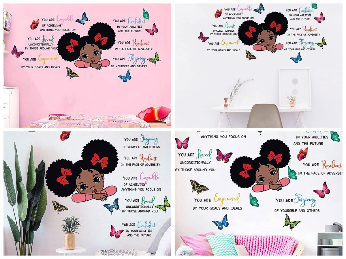 i-emporium 90x60cm African Doll Inspirational Quotes Wall Decal for Girls