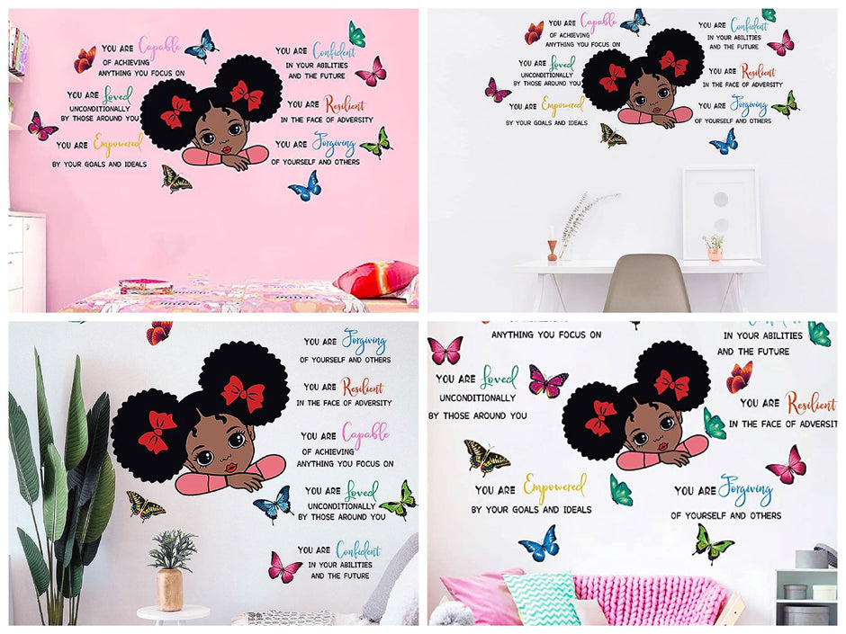i-emporium 90x60cm African Doll Inspirational Quotes Wall Decal for Girls