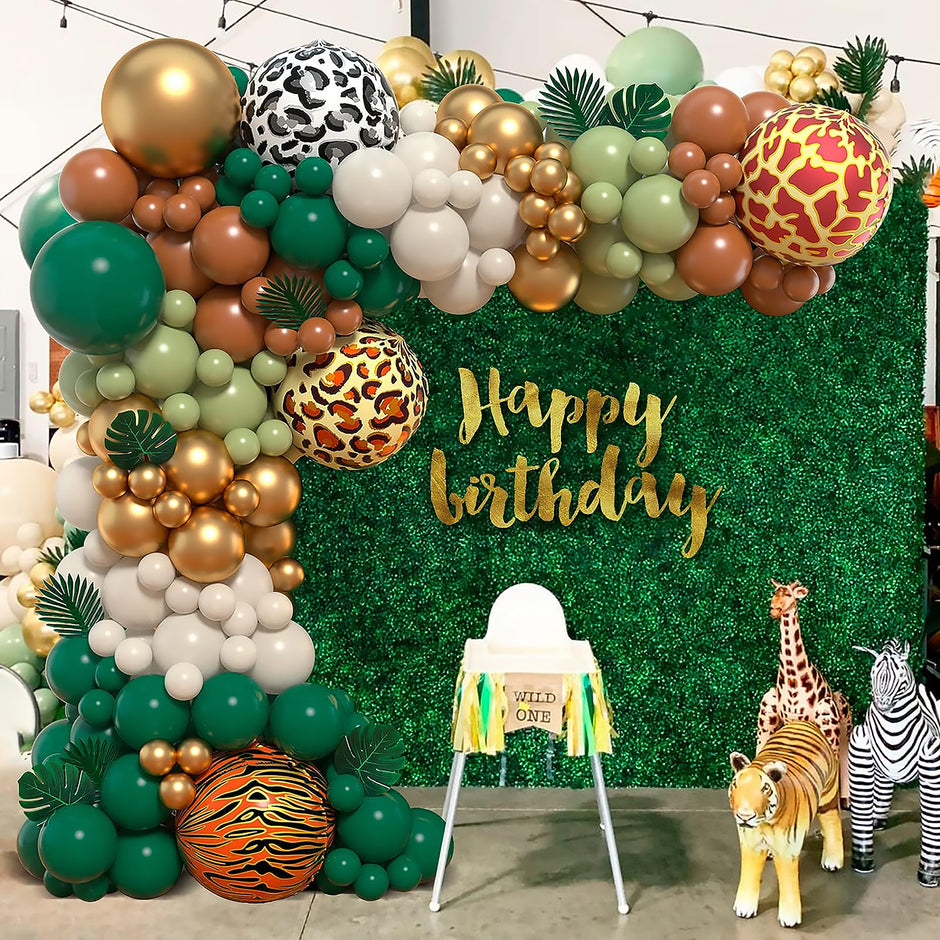 i-emporium Safari Party | Jungle Party Decorations | Balloons Garland Arch | 102 Pieces