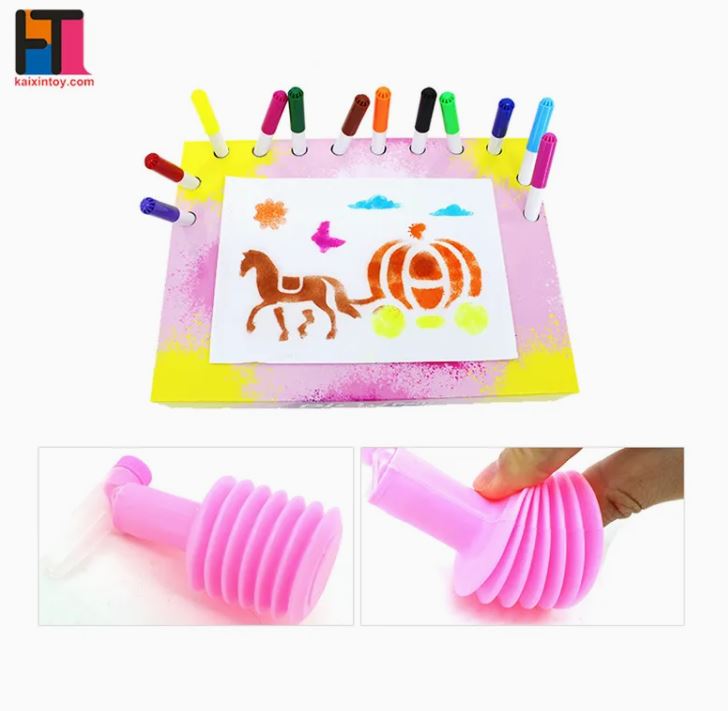 i-emporium Blow Pens Airbrush Kit Kids Creative Spray Art Set