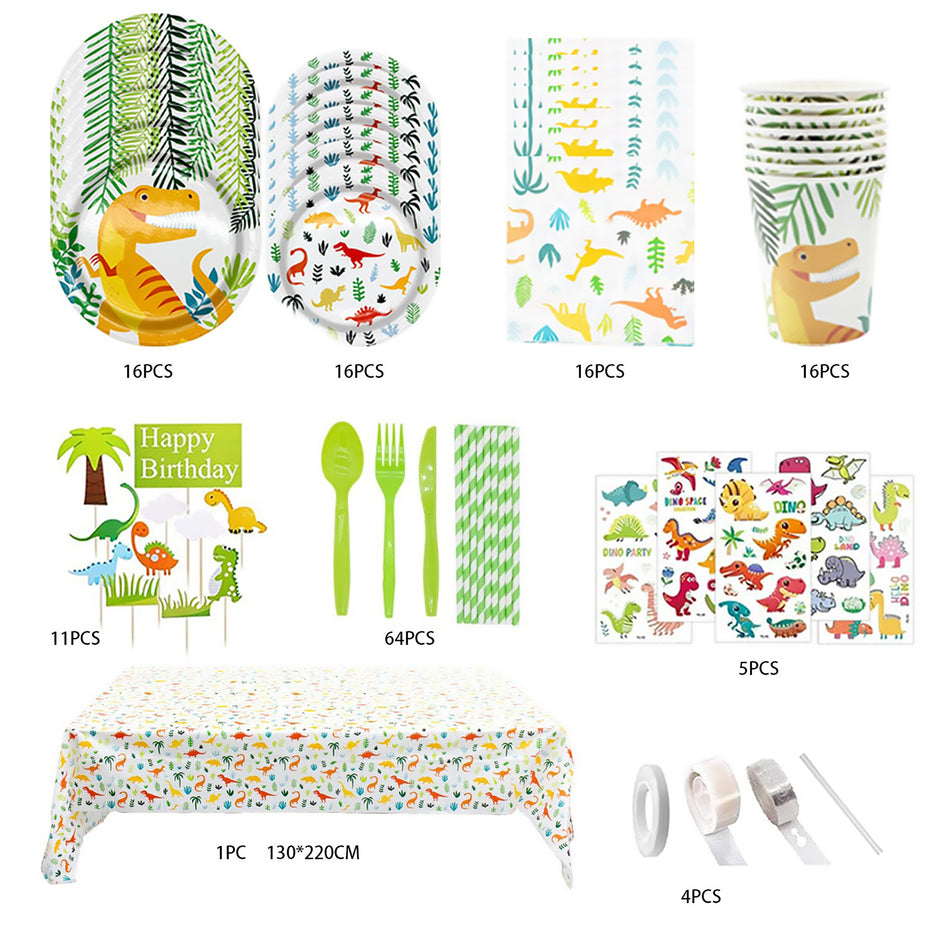 i-emporium Dinosaur Birthday Party Decorations – 226-Piece Set with Balloon Garland