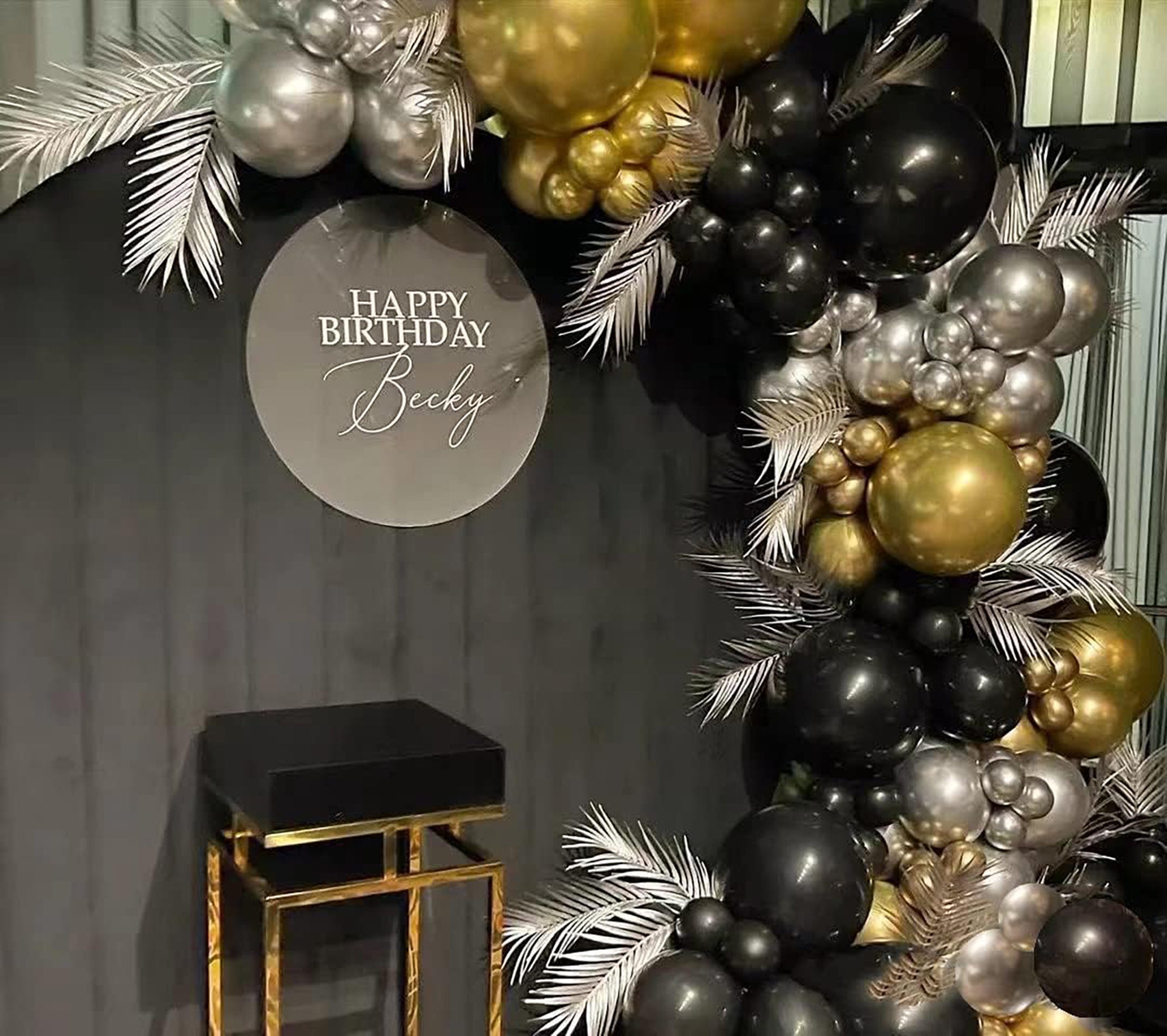 i-emporium Black and Gold Balloons Arch, Silver Balloon Arch and Garland | 116 Pieces