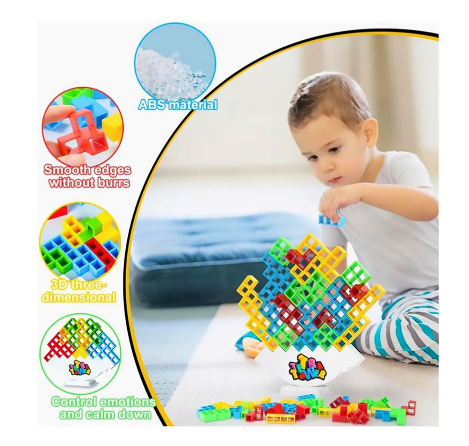 i-emporium Tetra Tower Game - 48 Pieces Tetra Tower Stacking Game