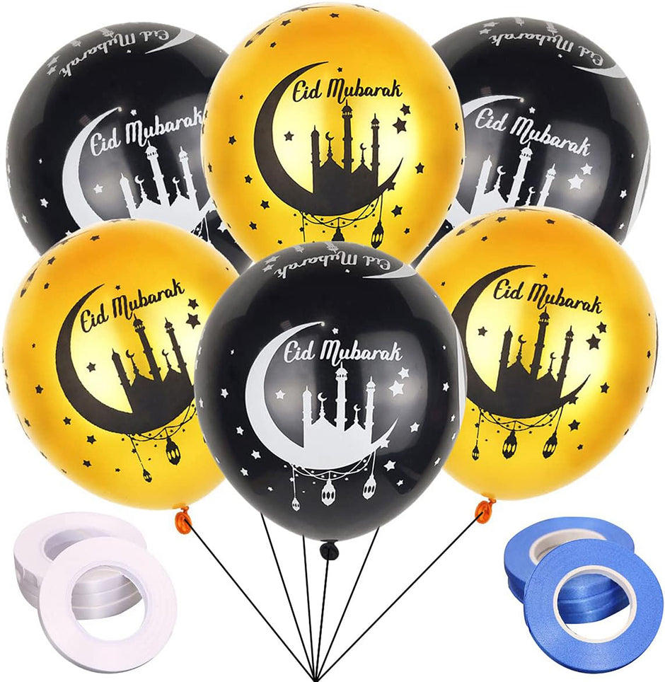 i-emporium Eid Mubarak Decorations - Reusable Vinyl Background - Table Runner | Balloons