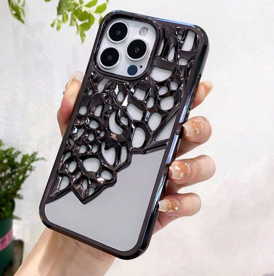 i-emporium Luxury Electroplated Mirror iPhone Case | Hollow Plating Cover for iPhone 14 Pro & 15 Pro Series