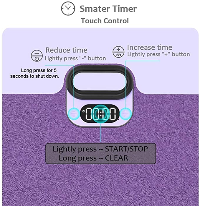 i-emporium TPE Yoga Mat - Exercise Fitness Mat with Timer and Phone Holder - Non-Slip - Purple, Pink