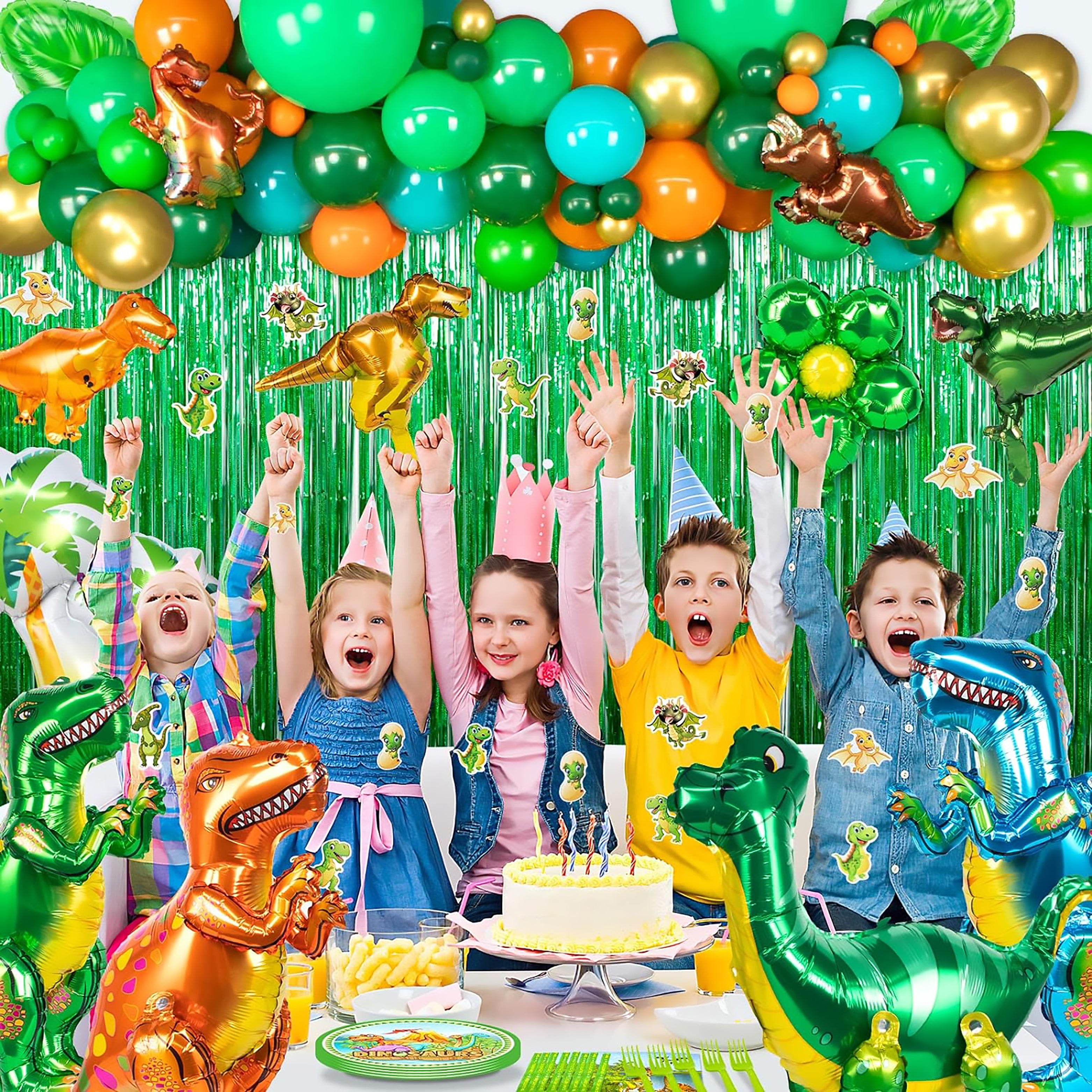 i-emporium Dinosaur Birthday Party Decorations – 225-Piece Set with 5x7ft Backdrop