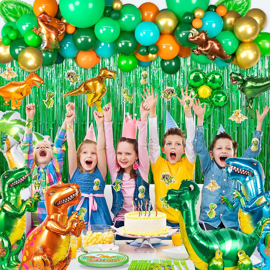 i-emporium Dinosaur Birthday Party Decorations – 225-Piece Set with 5x7ft Backdrop