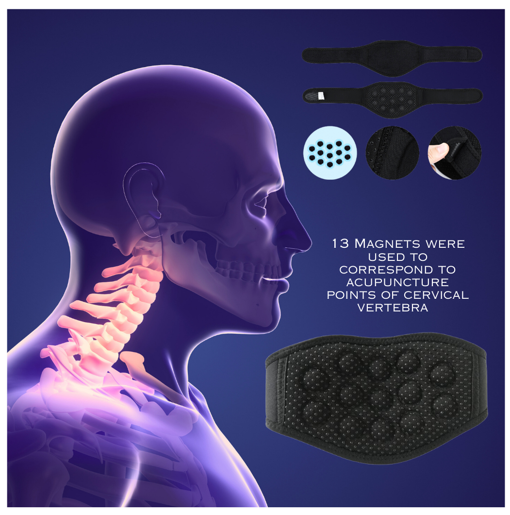 i-emporium - Cervical Traction Pillow & 13-Point Tourmaline Magnetic Self-Heating Neck Wrap