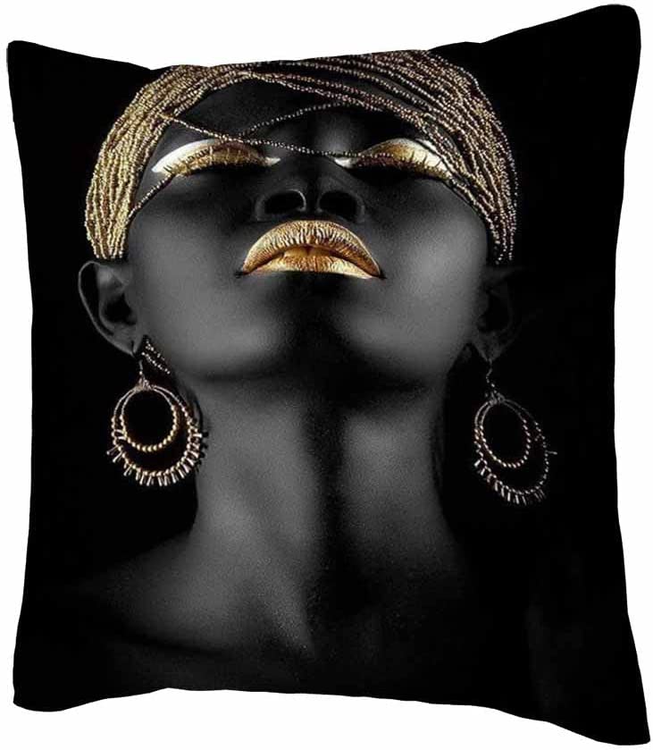 i-emporium African Theme Black and Gold Cushion Covers - 50 x 50cm - 2 Piece