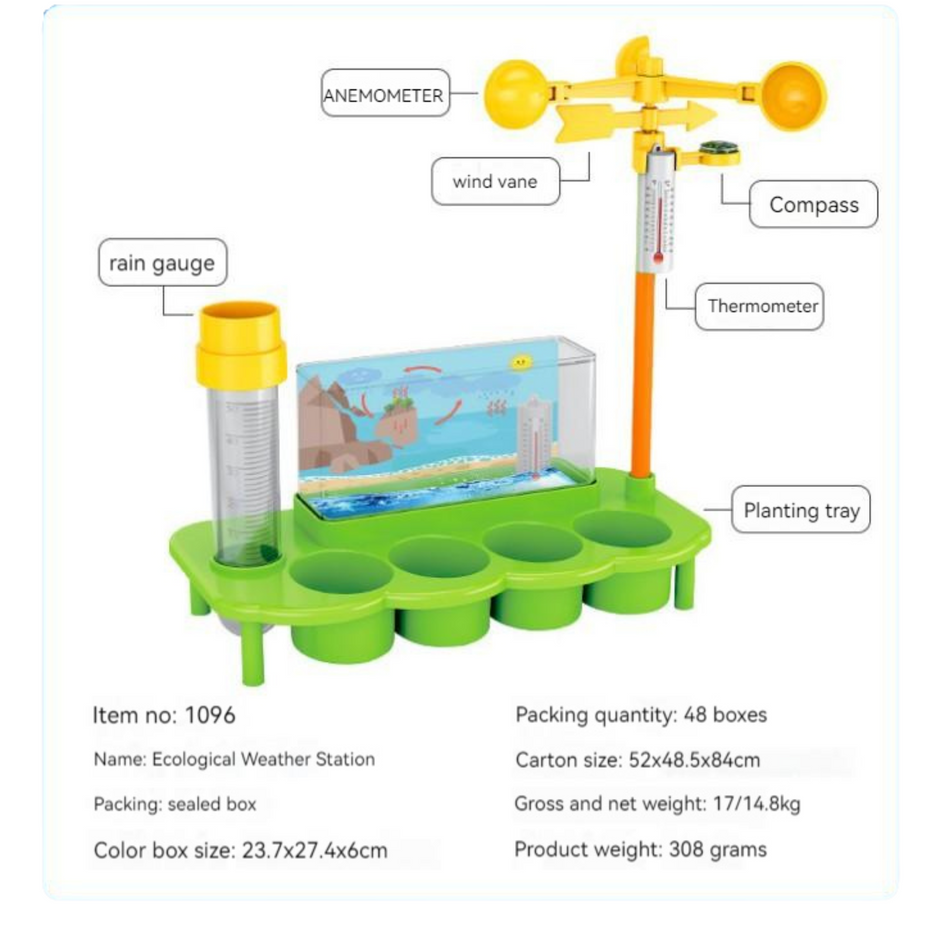 i-emporium STEM Weather Station Kit - DIY Weather & Plant Growth Science Set (Green)