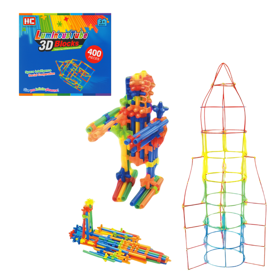 Glow-in-the-Dark 3D Building Blocks – 400-Piece STEM Set