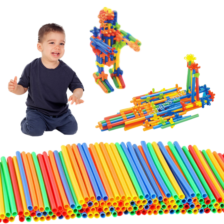 i-emporium Luminous Tube 3D Blocks Building Set 400 Pieces - STEM Glow Construction Toy