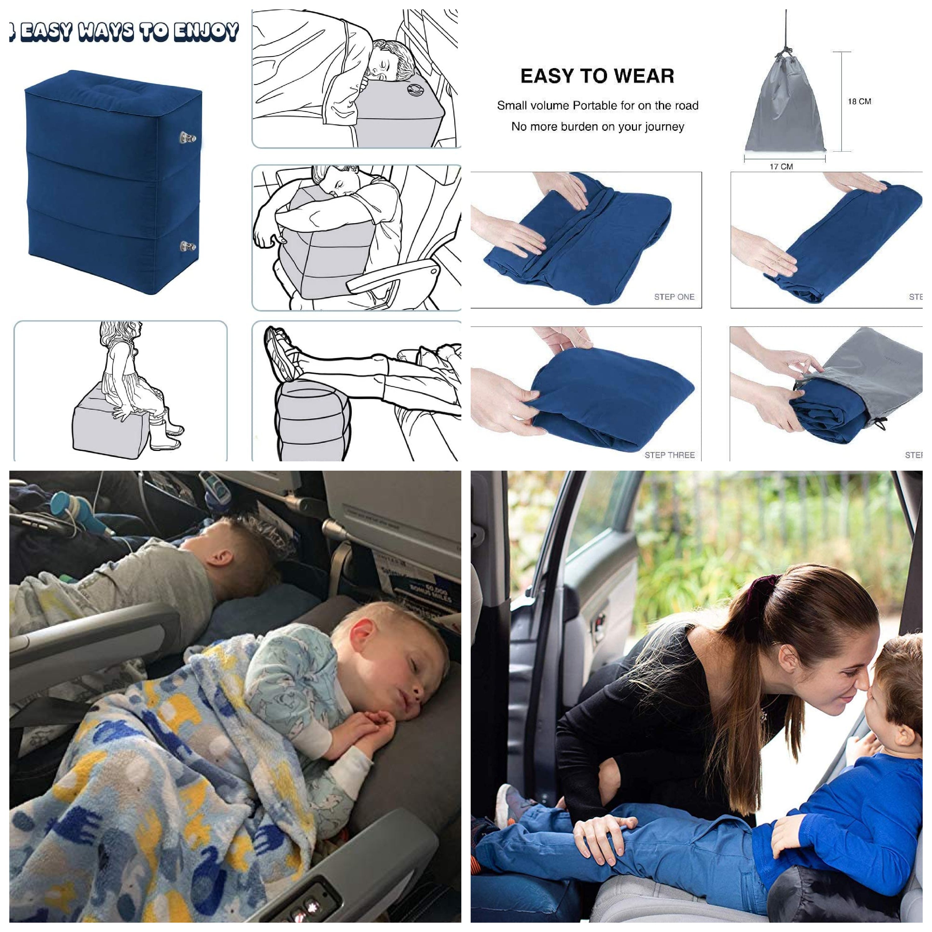 i-emporium Inflatable Travel Foot Rest Pillow Adjustable Height Pillow
