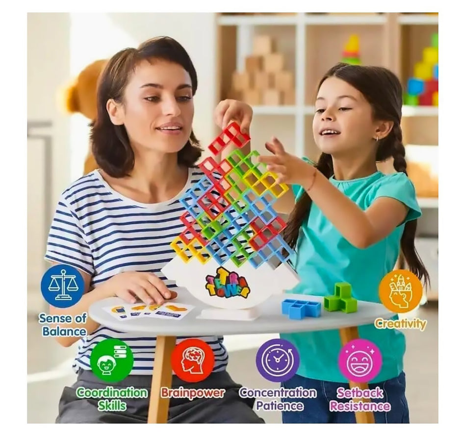 i-emporium Tetra Tower Game - 48 Pieces Tetra Tower Stacking Game