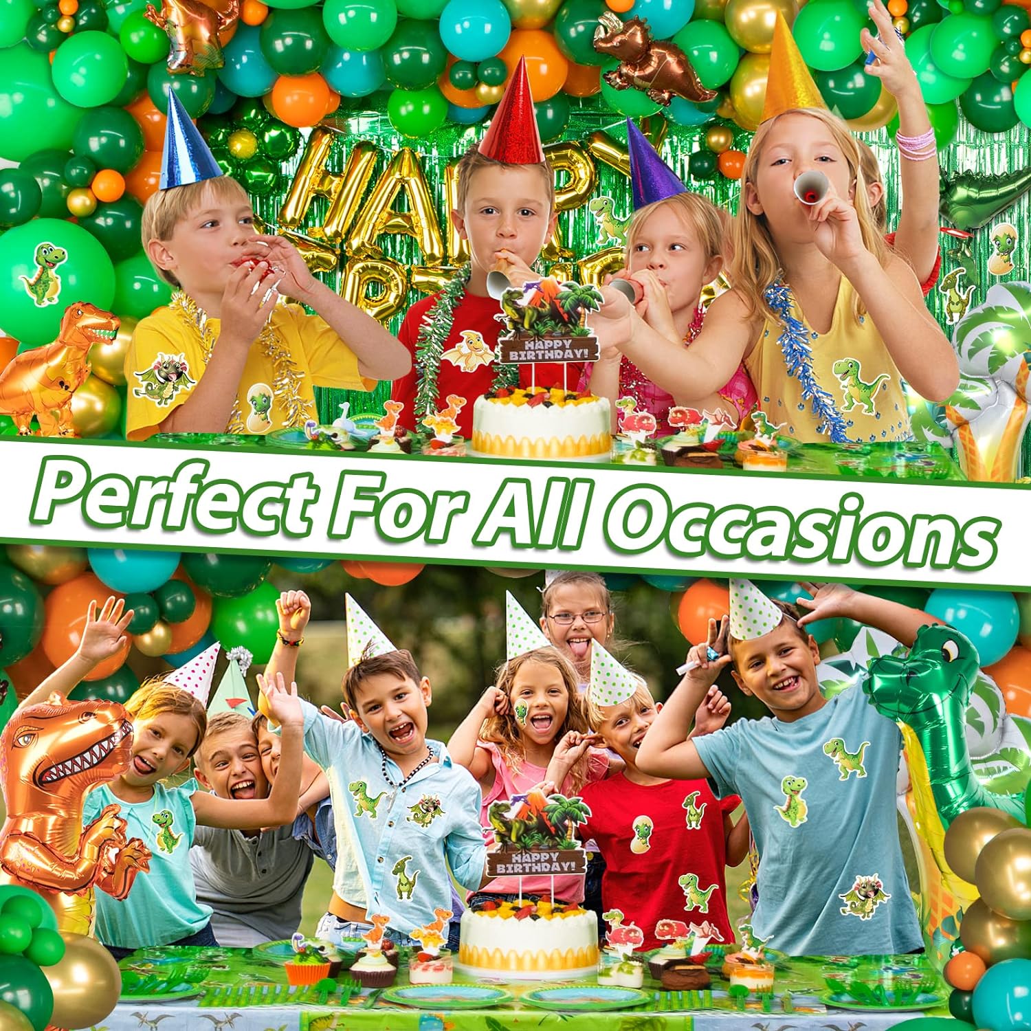 i-emporium Dinosaur Birthday Party Decorations – 225-Piece Set with 5x7ft Backdrop