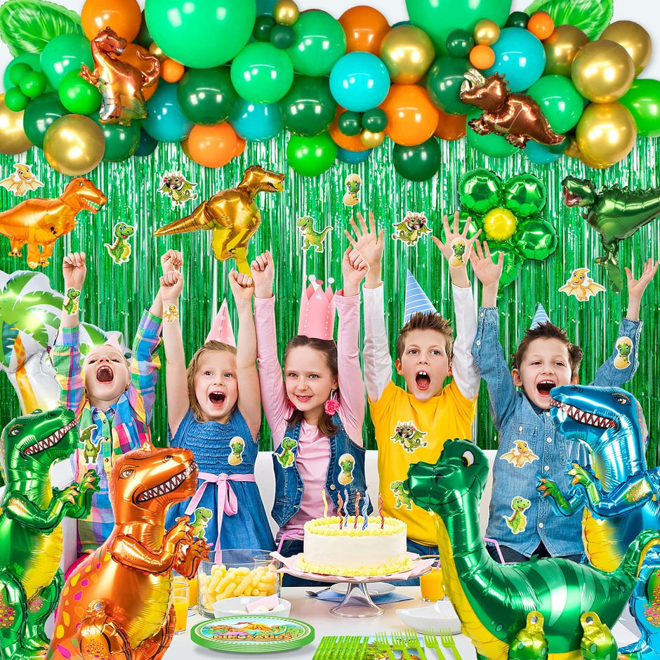 i-emporium Dinosaur Birthday Party Decorations – 226-Piece Set with Balloon Garland
