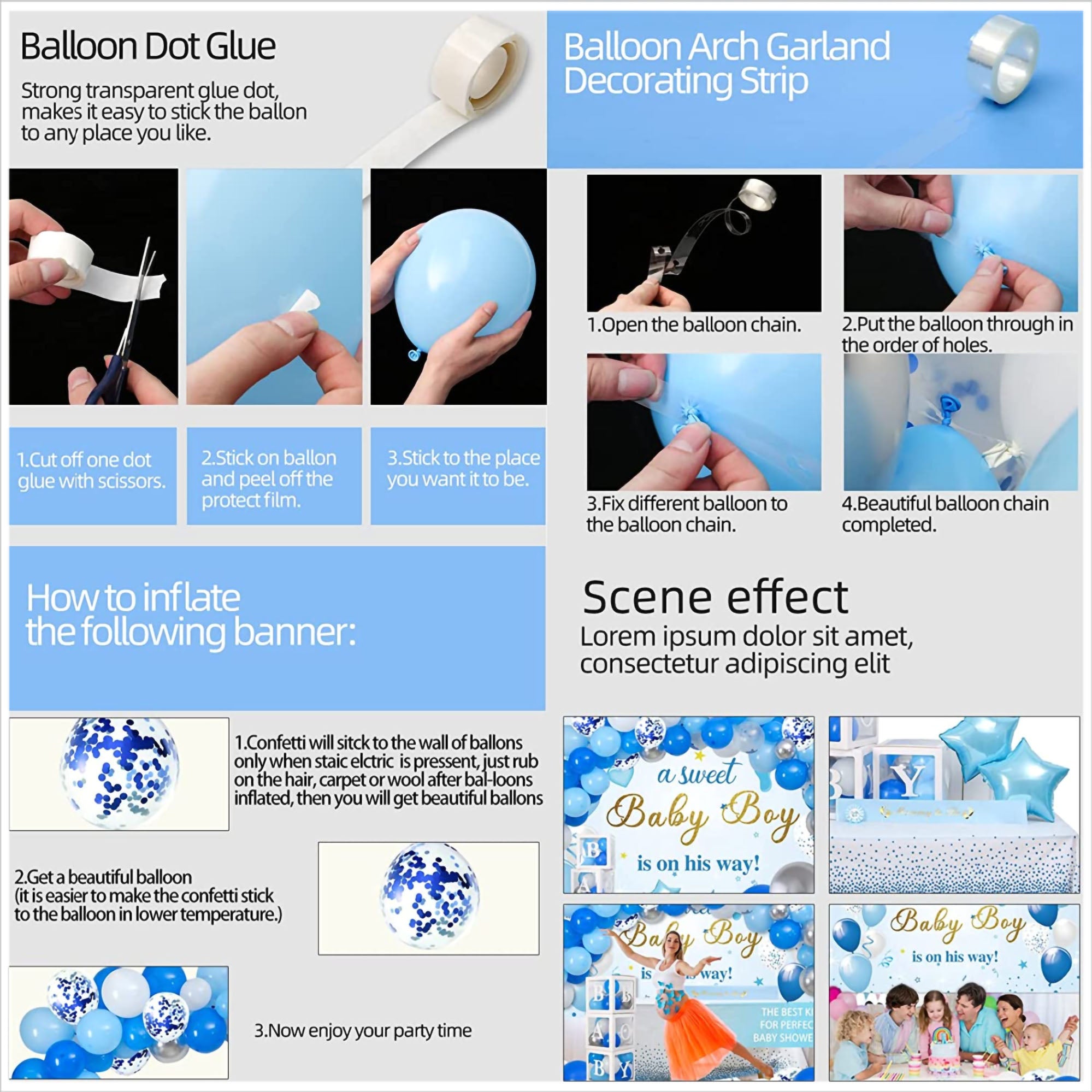 i-emporium 241 Pcs - Baby Shower Decorations - Baby Boy