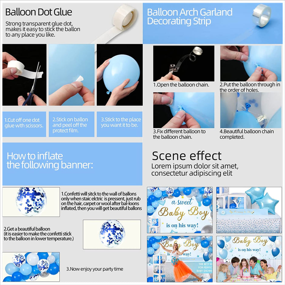 i-emporium 241 Pcs - Baby Shower Decorations - Baby Boy