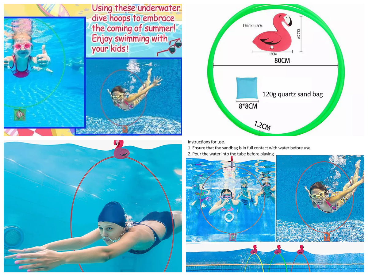 i-emporium Pool Toys - Games - Diving Through Swimming Rings - Kids & Adults