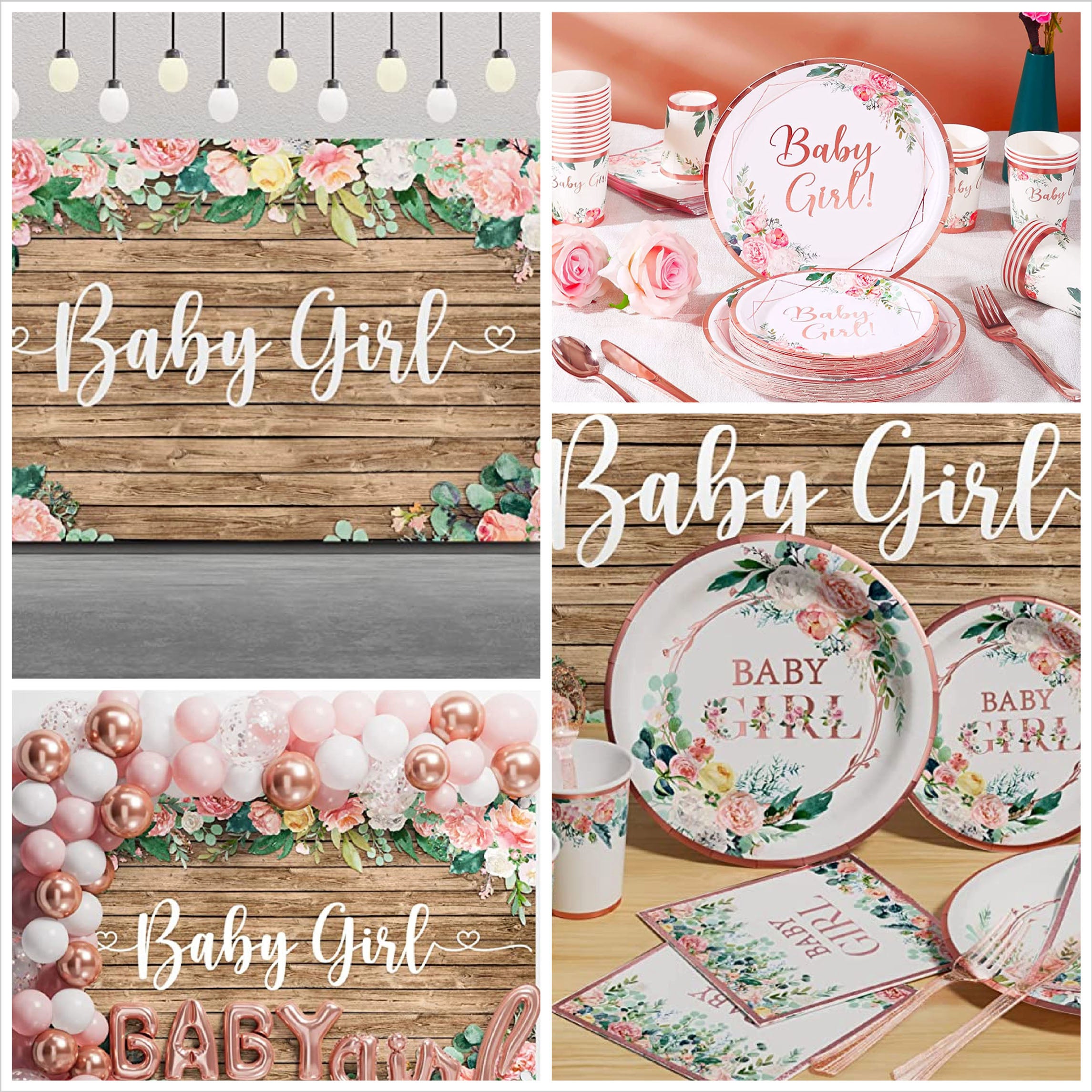 i-emporium Baby Shower Decorations for Baby Girl | Supplies | 249 Pieces