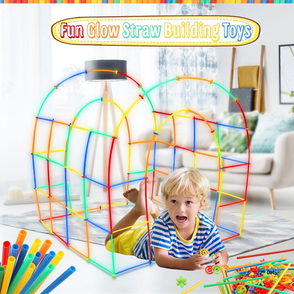 i-emporium Luminous Tube 3D Blocks Building Set 400 Pieces - STEM Glow Construction Toy