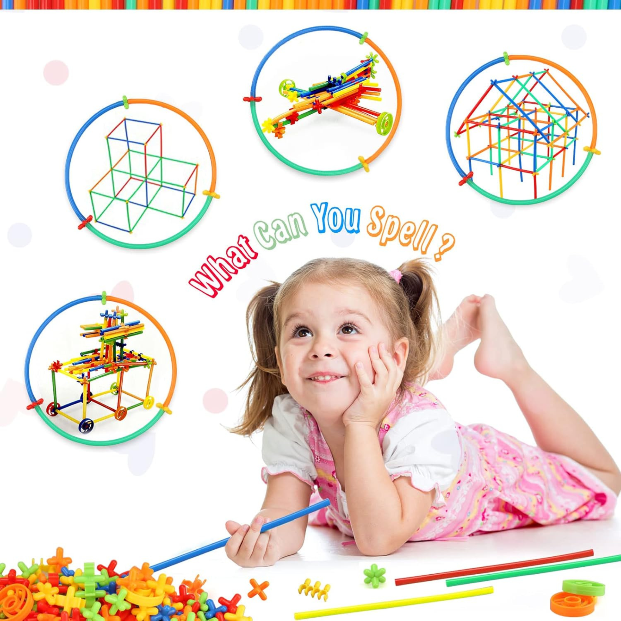 i-emporium Luminous Tube 3D Blocks Building Set 400 Pieces - STEM Glow Construction Toy