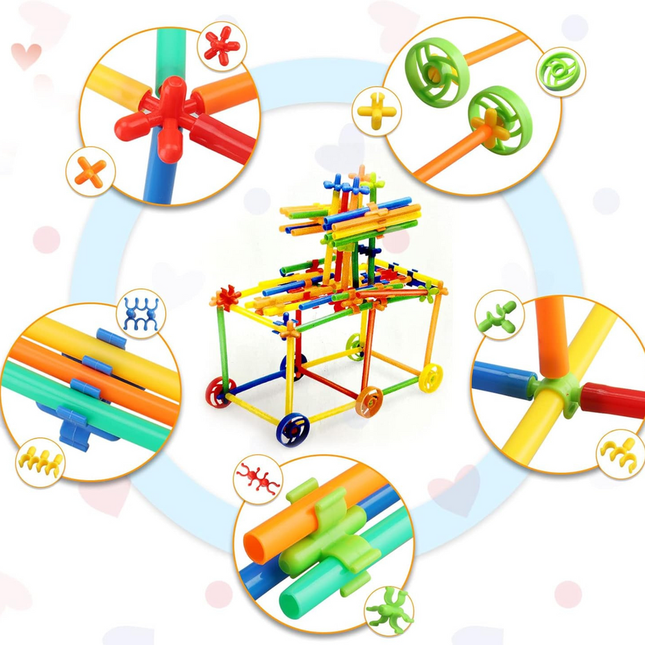 i-emporium Luminous Tube 3D Blocks Building Set 400 Pieces - STEM Glow Construction Toy