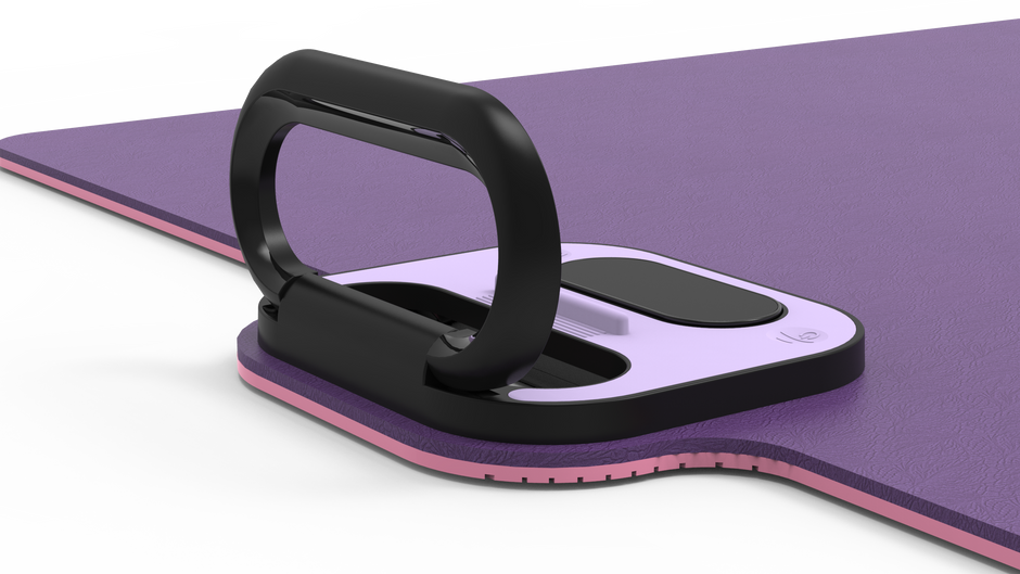 i-emporium TPE Yoga Mat - Exercise Fitness Mat with Timer and Phone Holder - Non-Slip - Purple, Pink