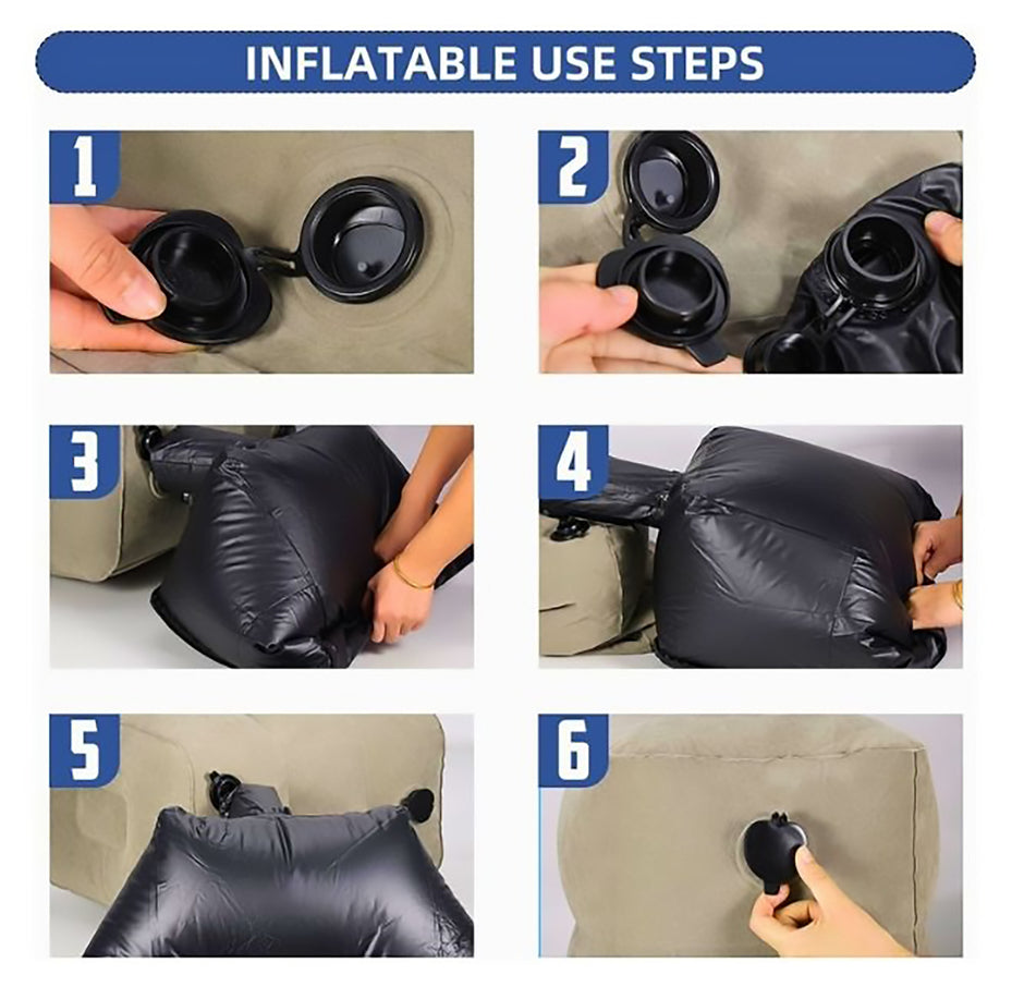 i-emporium Inflatable Travel Footrest - Neck Pillow, Sleep Mask, And Ear Plugs Pack
