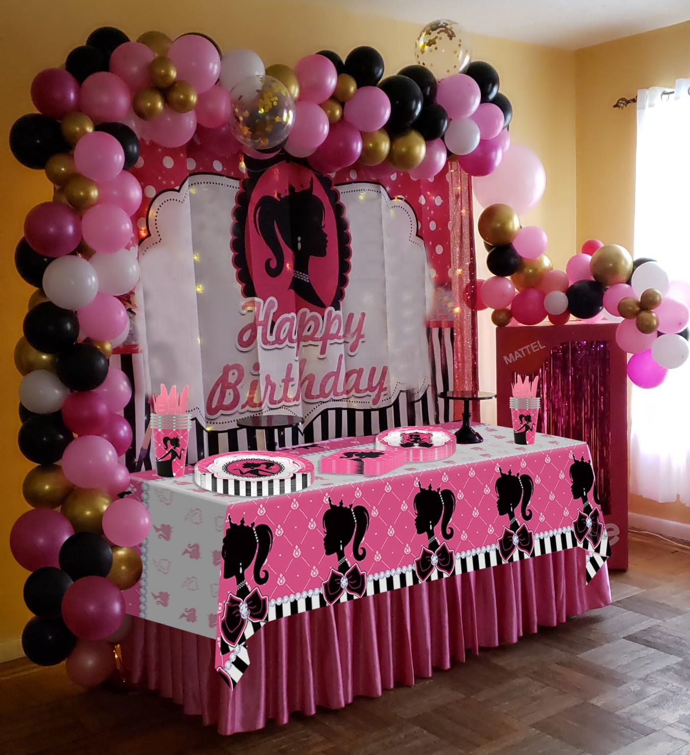 i-emporium Pink Backdrop for Girls - Happy Birthday Barbie Theme - Princess Theme