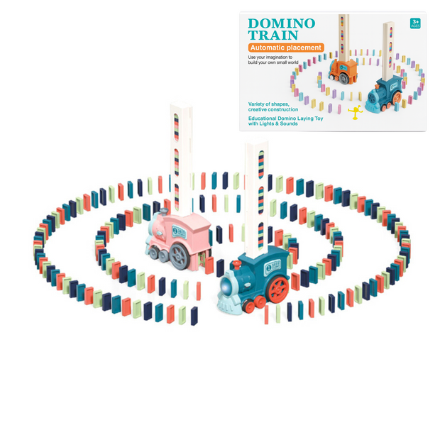 i-emporium Automatic Domino Train Toy Set - Electric STEM Stacking Toy for Kids