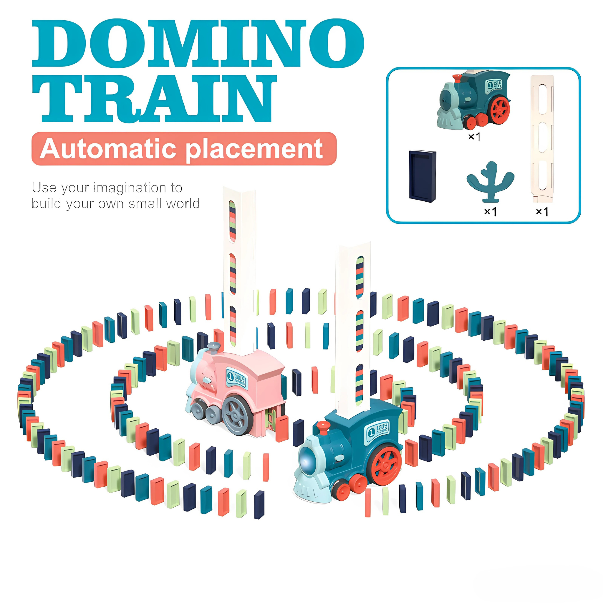 i-emporium Automatic Domino Train Toy Set - Electric STEM Stacking Toy for Kids
