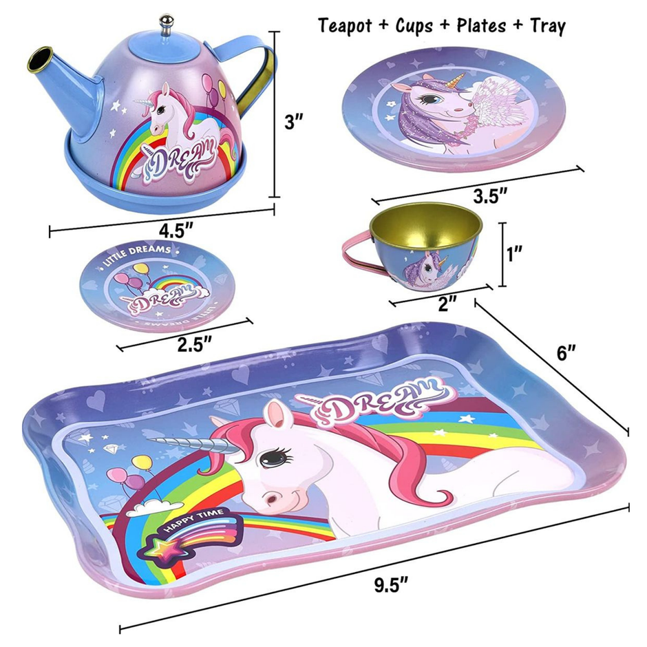 i-emporium Tea Set for Kids with Carrying Case - 15 Piece - Unicorn Set