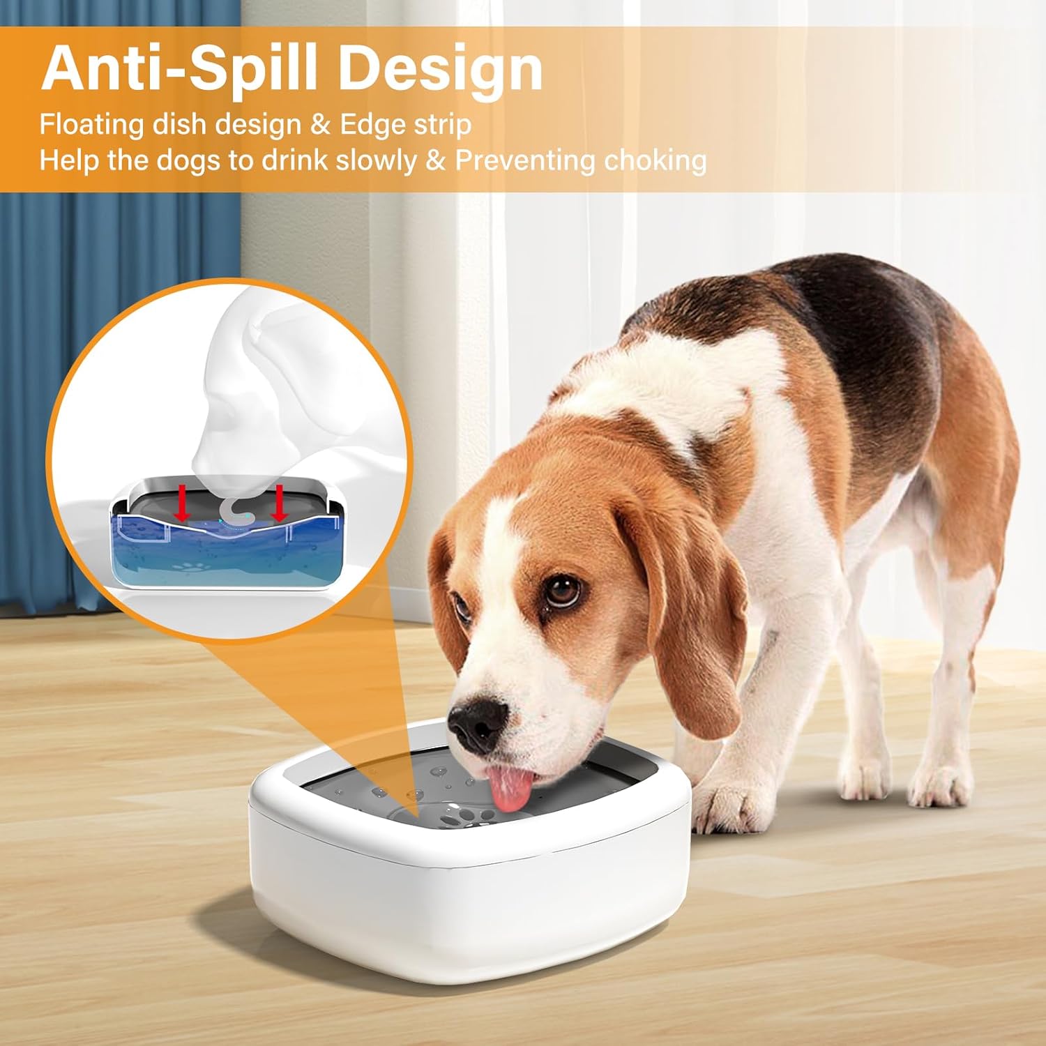 i-emporium Dog & Cat Water Bowl No Spill with Slow Feeder - 1L / 35oz Anti-Spill