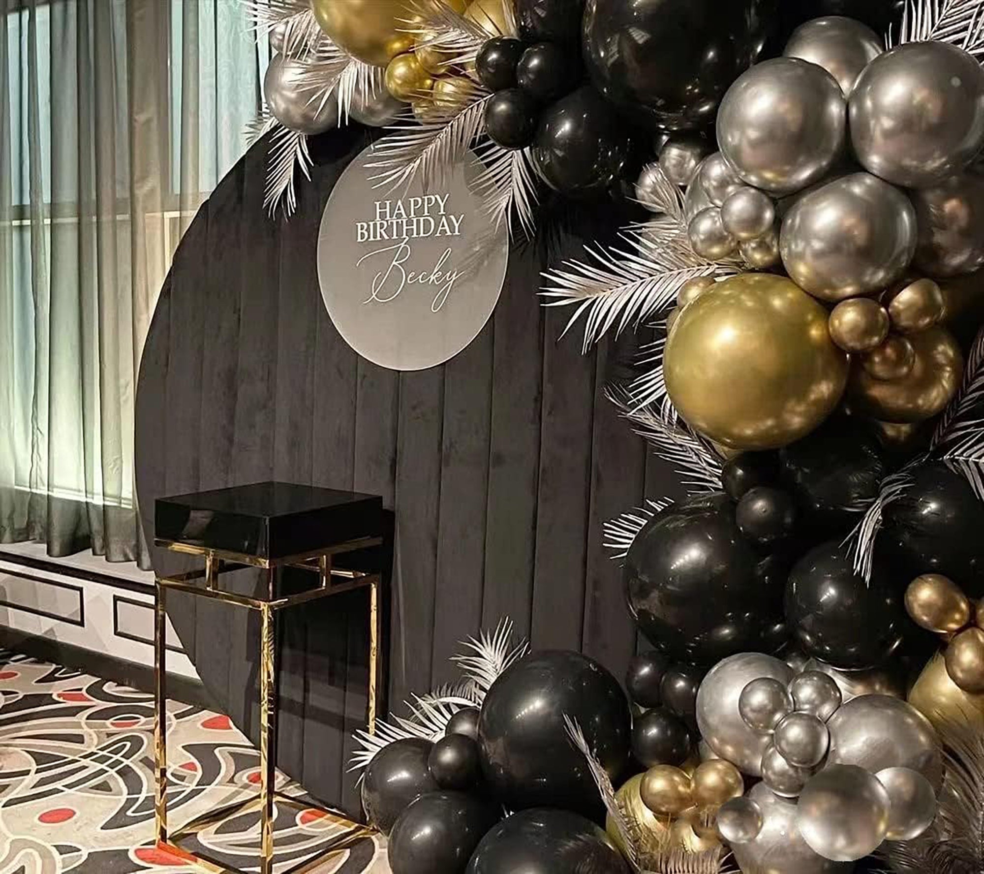 i-emporium Black and Gold Balloons Arch, Silver Balloon Arch and Garland | 116 Pieces