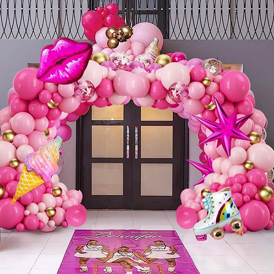 i-emporium Pink Balloon Arch Kit Garland Set for Barbie Princess Theme - 130 Pieces
