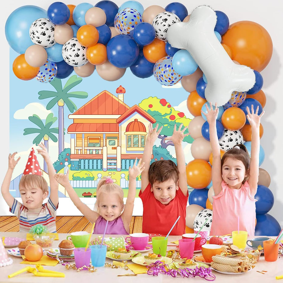 i-emporium Bluey Birthday Party Backdrop 5x3Ft Reusable 3D Print Vinyl
