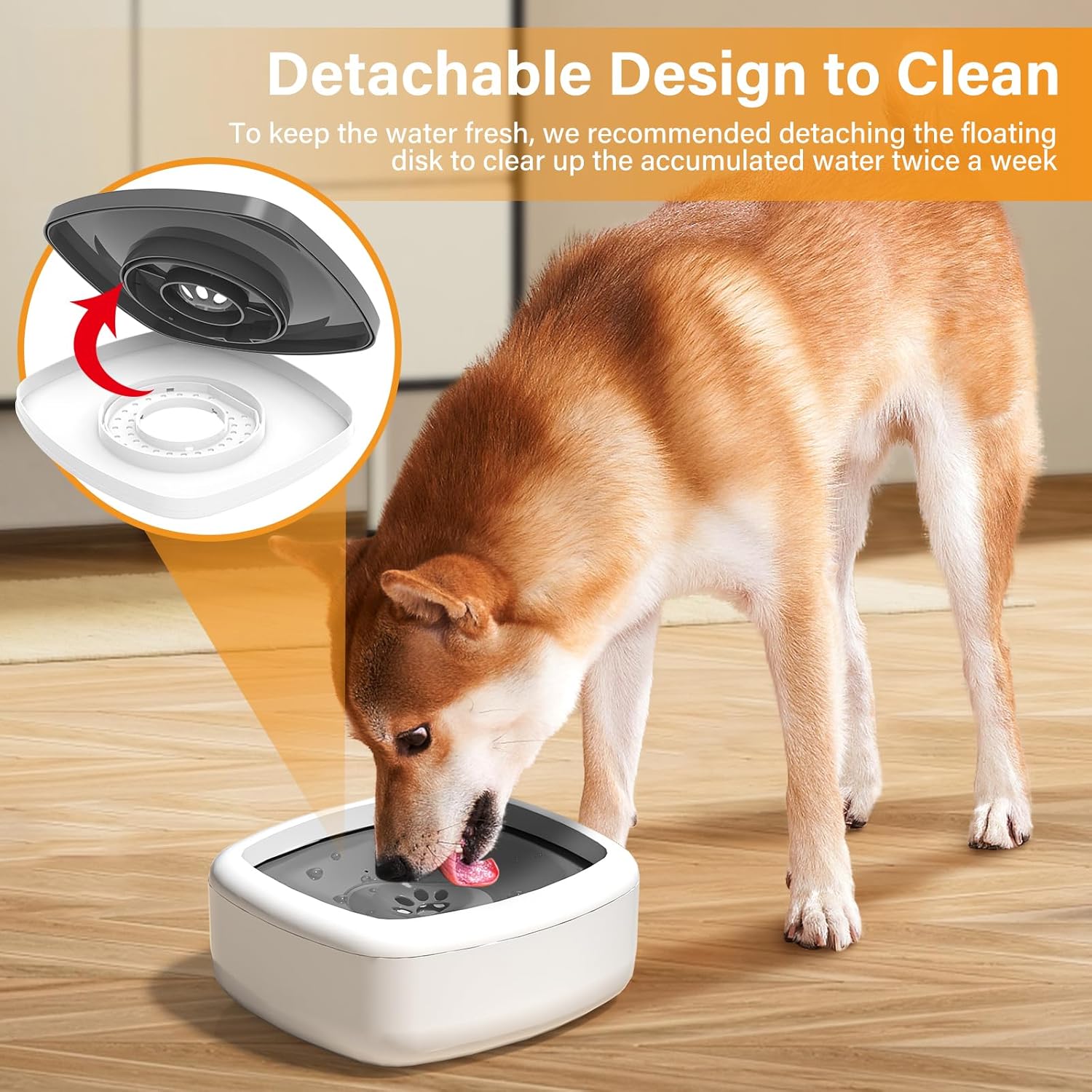 i-emporium Dog & Cat Water Bowl No Spill with Slow Feeder - 1L / 35oz Anti-Spill